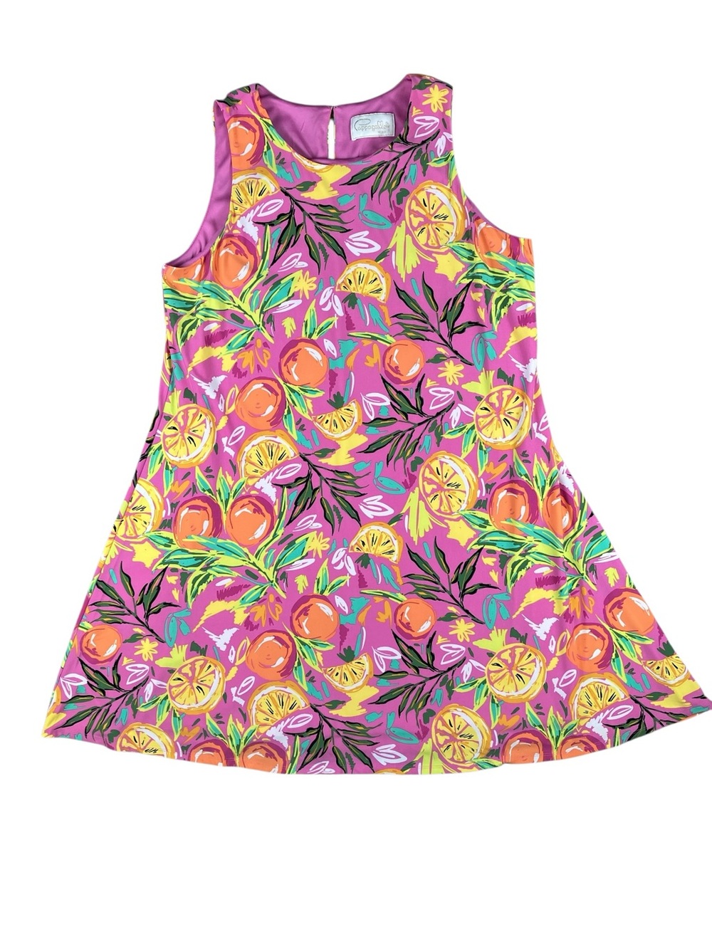 Capagallo Sleeveless Dress Women's XL Citrus Fruit Vacation Florida Stretchy